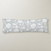 Eleganter weißer und grauer Blumendach Seitenschläferkissen (Rückseite)