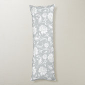Eleganter weißer und grauer Blumendach Seitenschläferkissen (Rückseite (Vertikal))