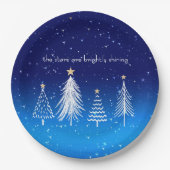 Eleganter weißer Weihnachtsbaum mit Goldstars Pappteller (Vorderseite)