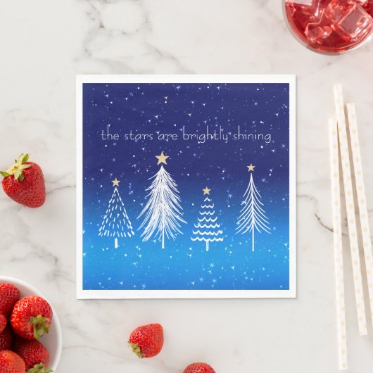 Eleganter weißer Weihnachtsbaum mit Goldstars Serviette (Beispiel)