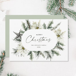 Eleganter weißer Weihnachtskranz Feiertagskarte