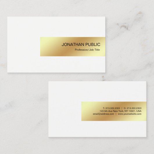 Eleganter weißes Goldmoderner beruflicher Chic Visitenkarte (Vorne/Hinten)