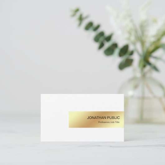 Eleganter weißes Goldmoderner beruflicher Chic Visitenkarte (Stehend Vorderseite)