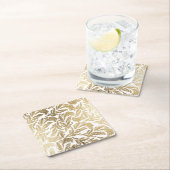 Eleganter weißes Goldmoderner Blumendamast Rechteckiger Pappuntersetzer (Vor Ort)