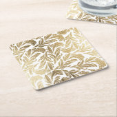 Eleganter weißes Goldmoderner Blumendamast Rechteckiger Pappuntersetzer (angewinkelt)