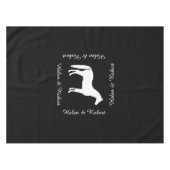 Eleganter weißes Pferdekundengerechter Text Tischdecke (Vorderseite (Horizontal))