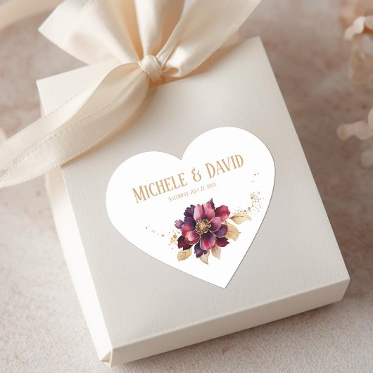 Eleganter Weißgoldburgund Herz-Aufkleber