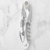 Eleganter Weißmarborstein-Ummantelung Kellnermesser (Rückseite)