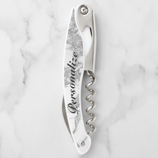 Eleganter Weißmarborstein-Ummantelung Kellnermesser (Rückseite)