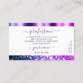 Eleganter, weißrosa Lila Sparkle Glitzer Schimmery Visitenkarte (Rückseite)