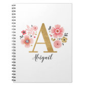 Eleganter Weißrosa Monogramm Blumenbrief A Notizblock (Vorderseite)