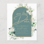 Eleganter Weißrosen-Meerglasbogen Rett Datum (Vorderseite)