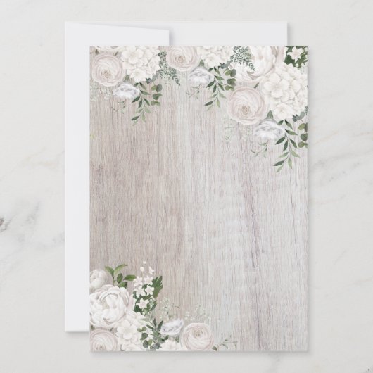 Eleganter Weißrosen Western Rustikale Quinceanera Einladung (Rückseite)