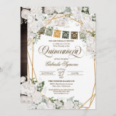 Eleganter Weißrosen Western Rustikale Quinceanera Einladung (Vorne/Hinten)