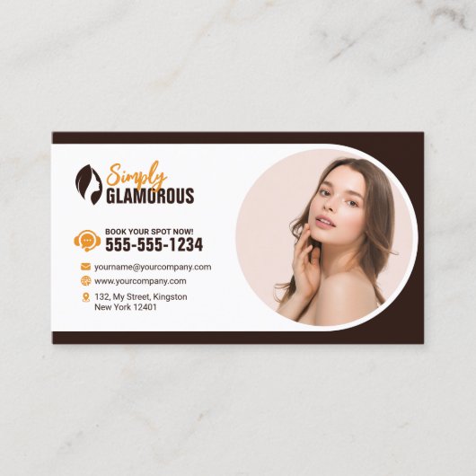 Eleganter Wellness-Center Beauty Salon Makeup Nail Visitenkarte (Vorderseite)