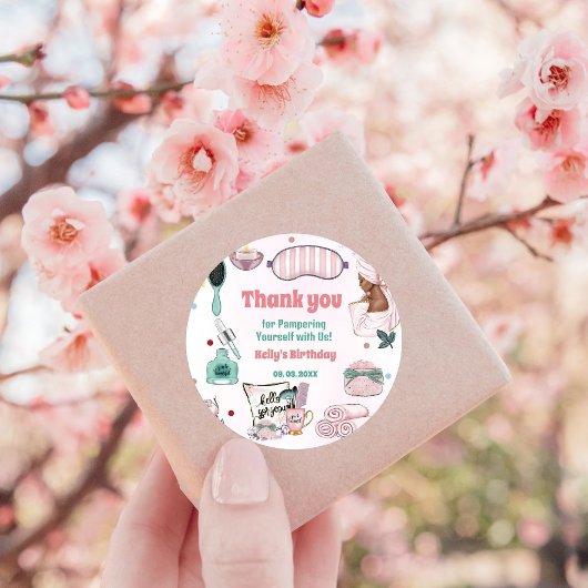 Eleganter Wellness-Center Pamper Birthday Party Da Runder Aufkleber