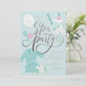 Eleganter Wellness-Center Party Einladung Blau mit (Stehend Vorderseite)