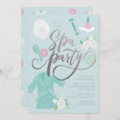 Eleganter Wellness-Center Party Einladung Blau mit (Vorne/Hinten)