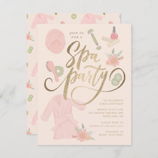 Eleganter Wellness-Center Party Einladung mit Imit (Vorne/Hinten)