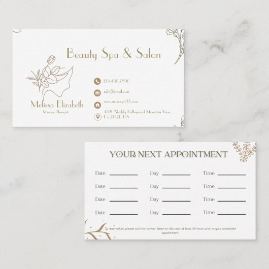 Eleganter Wellness-Center Salon Beauty Beauty Kart Visitenkarte (Vorne/Hinten)