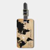 Eleganter Welt Reisender Monogramm Name Holz Gepäckanhänger (Vorderseite vertikal)
