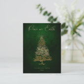 Eleganter Weltfrieden Gold Script und Tree Postkarte (Stehend Vorderseite)