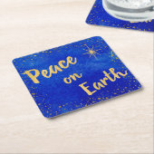 Eleganter Weltfrieden Gold Stars Weihnachten Rechteckiger Pappuntersetzer (angewinkelt)