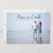 Eleganter Weltfrieden Holiday Foto Dunkelgrün Feiertagskarte (Vorderseite)