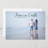 Eleganter Weltfrieden Holiday Foto Dunkelgrün Feiertagskarte (Vorne/Hinten)