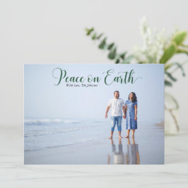 Eleganter Weltfrieden Holiday Foto Dunkelgrün Feiertagskarte