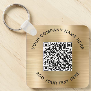 Eleganter Werbe-QR-Code in Gold Schlüsselanhänger