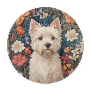 Eleganter West Highland Terrier Farbige Blumenmust Schneidebrett