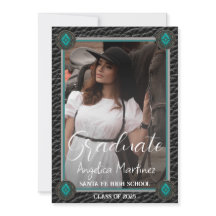 Eleganter Western Black Leather Foto Abschluss