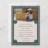 Eleganter Western Black Leather Foto Abschluss Einladung (Rückseite)