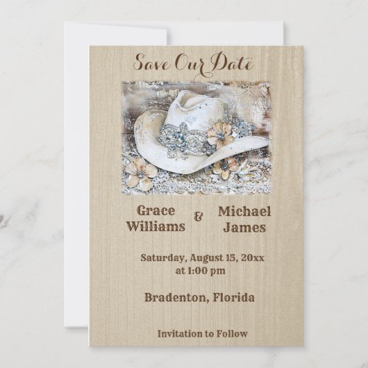 Eleganter Western Boho Wedding Save The Date (Vorderseite)