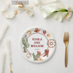 Eleganter Western Brown Wedding Pappteller