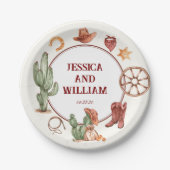 Eleganter Western Brown Wedding Pappteller (Vorderseite)