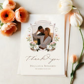 Eleganter Western Cowboy Floral Wappen Foto Script Dankeskarte