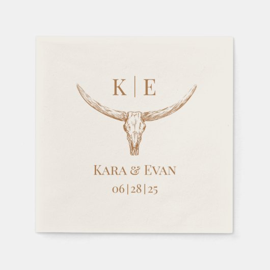 Eleganter Western Hochzeit Personalisiert Napkins Serviette (Vorderseite)