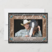 Eleganter Western Style Leather Foto Abschluss Ankündigung (Vorderseite)