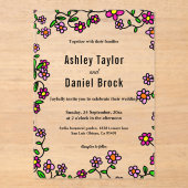 Eleganter Whimsical Blumengarten Rustikale Hochzei Acryleinladungen (Vorderseite)