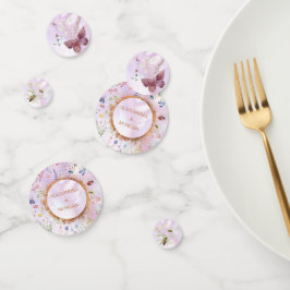 Eleganter Whimsical Wildblume Rosa Tisch Konfetti