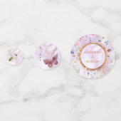 Eleganter Whimsical Wildblume Rosa Tisch Konfetti (Rückseiten)