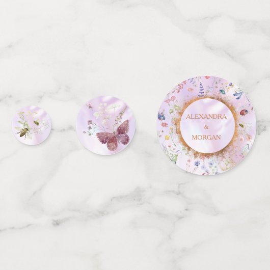 Eleganter Whimsical Wildblume Rosa Tisch Konfetti (Rückseiten)