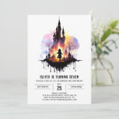 Eleganter Whimsical Wizard Geburtstag Einladung (Stehend Vorderseite)