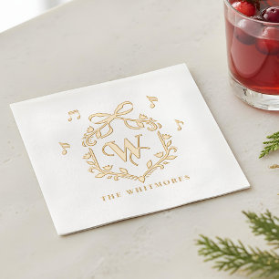 Eleganter Whimsicaler Weihnachts-Monogramm-Wappen- Servietten Mit Folie