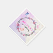 Eleganter Whimsikrosa und Lila Blütenschmetterling Serviette (Ecke)