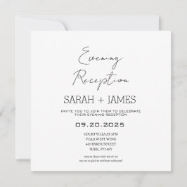 Eleganter White Abend Empfang Wedding Square Einladung