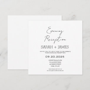 Eleganter White Abend Empfang Wedding Square Einladung