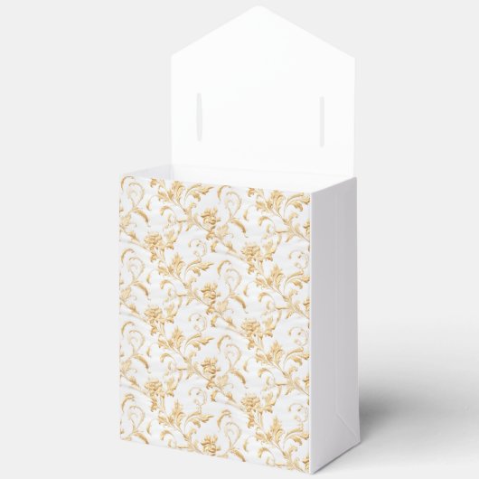 Eleganter White and Gold Damask Geschenkschachtel (Offen)